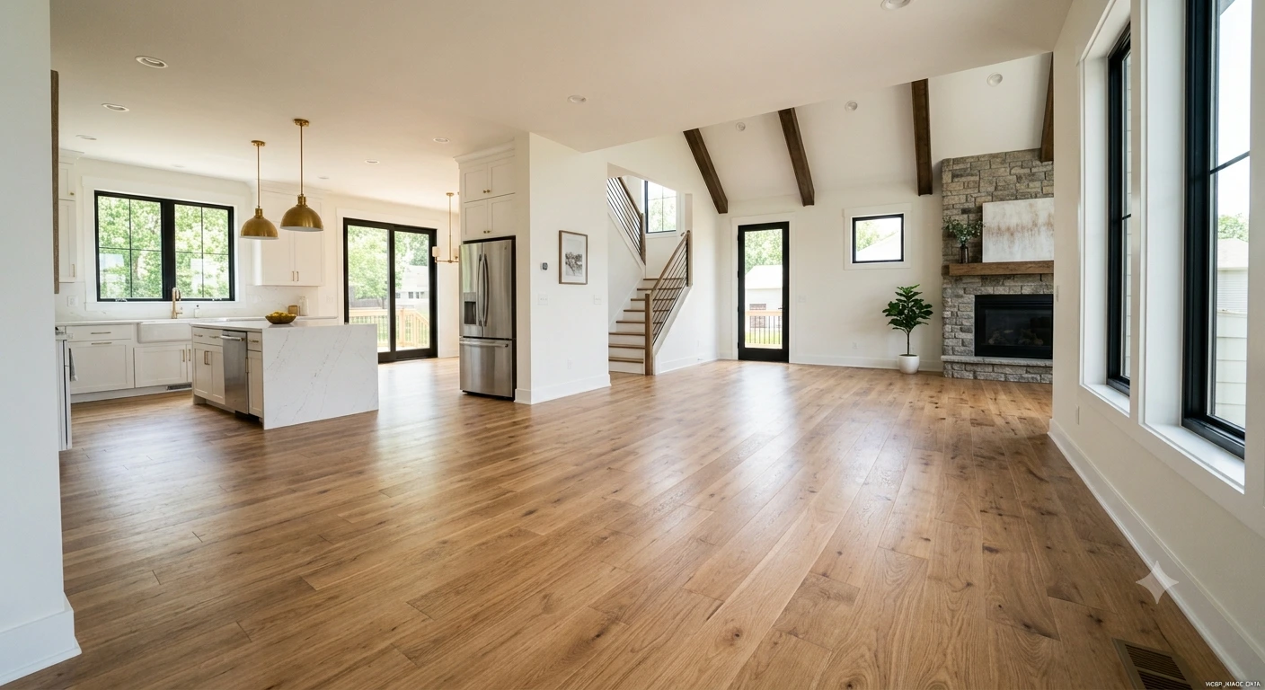 Finished solid hardwood flooring installation