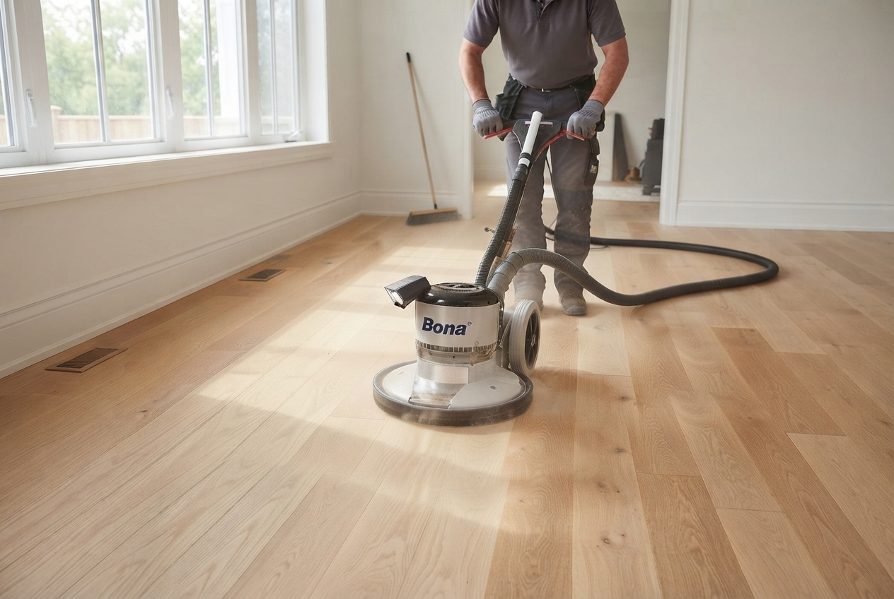 Hardwood floor refinishing