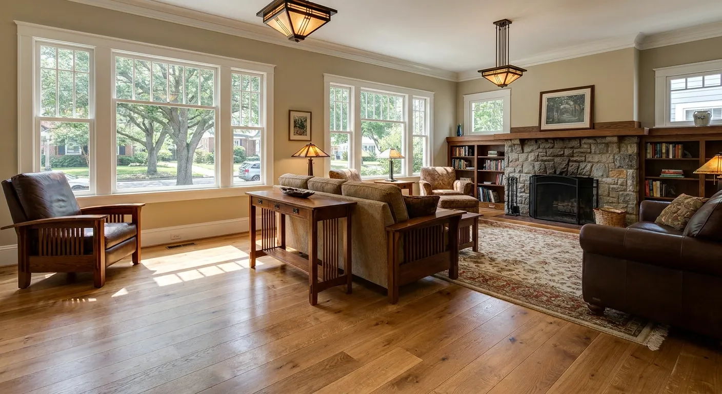 Flawlessly refinished hardwood floors in a Virginia Beach coastal estate