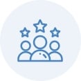 Icon with three people and stars